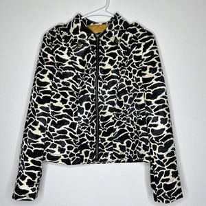 Peck & Peck Jacket Full Zip Blazer Long Sleeve Animal Print Lined‎ Size 8